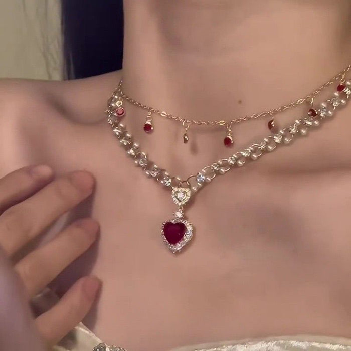 Love Pearl Double Layer Necklace - Fashionnsio
