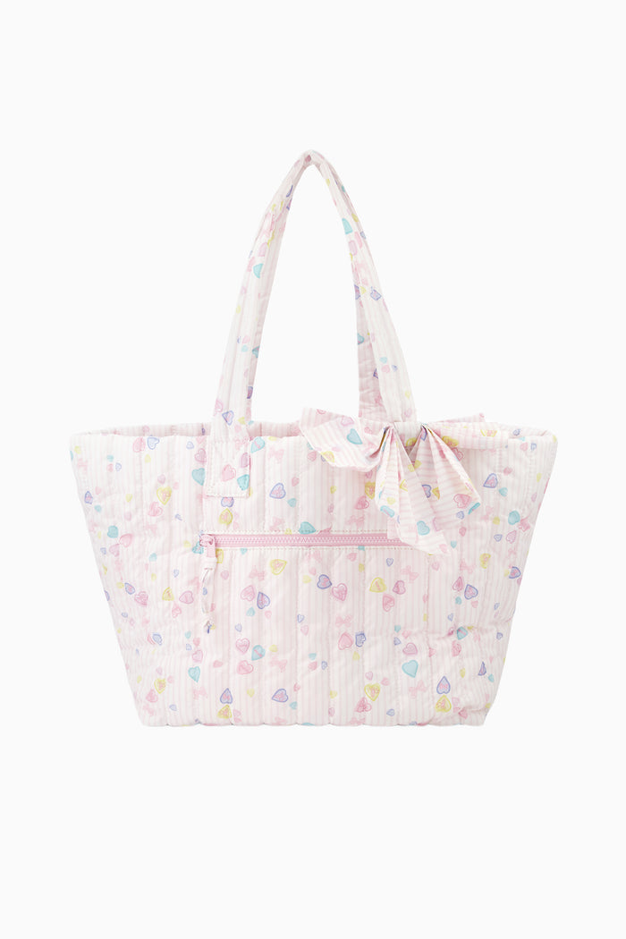 LoveShackFancy x Roller Rabbit Heart Stripe Bow Tote Bag