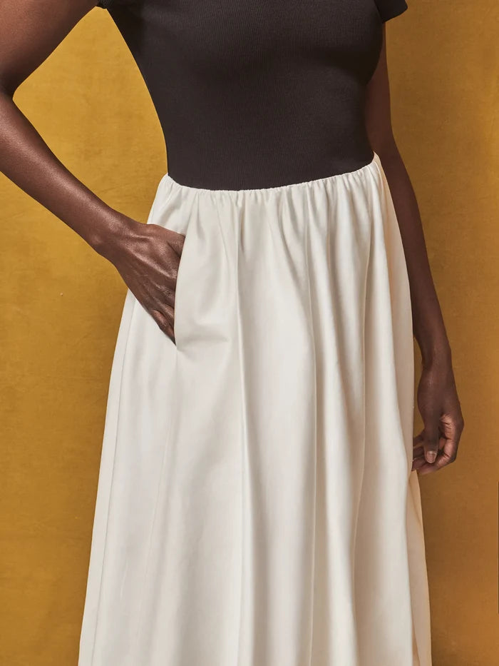 Lucinda Black and White Contrast Bubble-Hem Dress