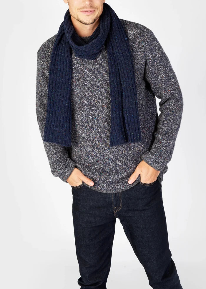 Luxe Ribbed Scarf Rich Navy