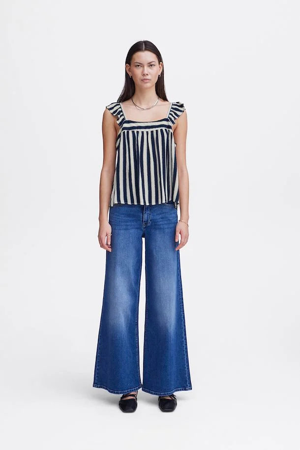 Marrakech Square Neck Top (Total Eclipse Stripe)