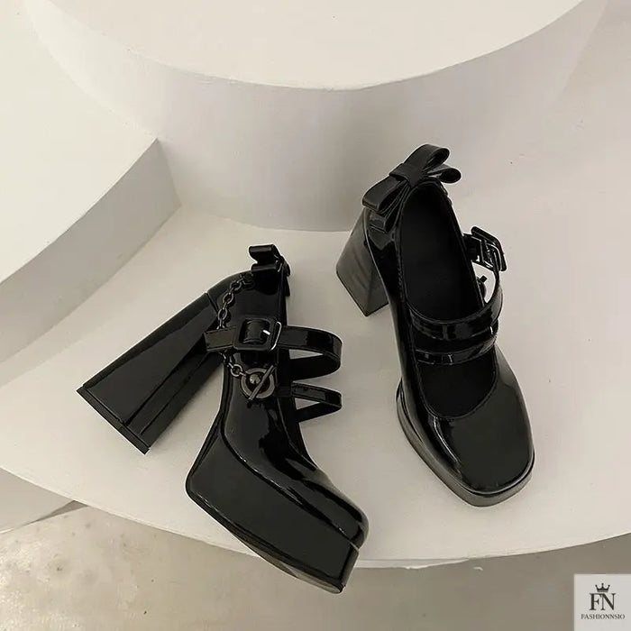 Mary Jane Buckle Platform Chunky Heels - Fashionnsio