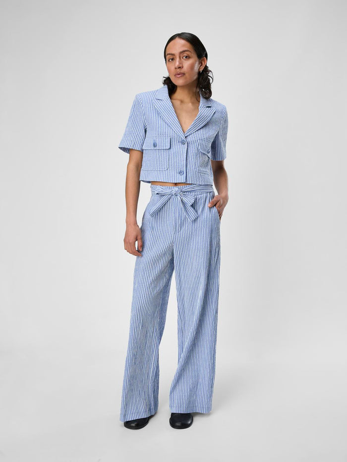Maya Short Sleeve Blazer (Palace Blue/White)