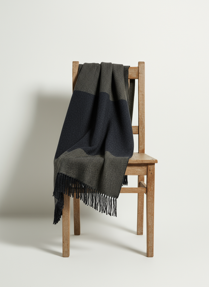 McNutt Cashmere & Merino Throw | Charcoal & Sunshine