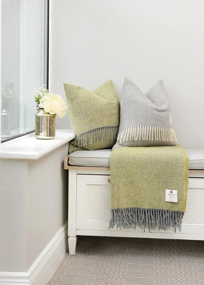 McNutt of Donegal Cosy Lemon Pure Wool Throw | Irish Donegal Blanket