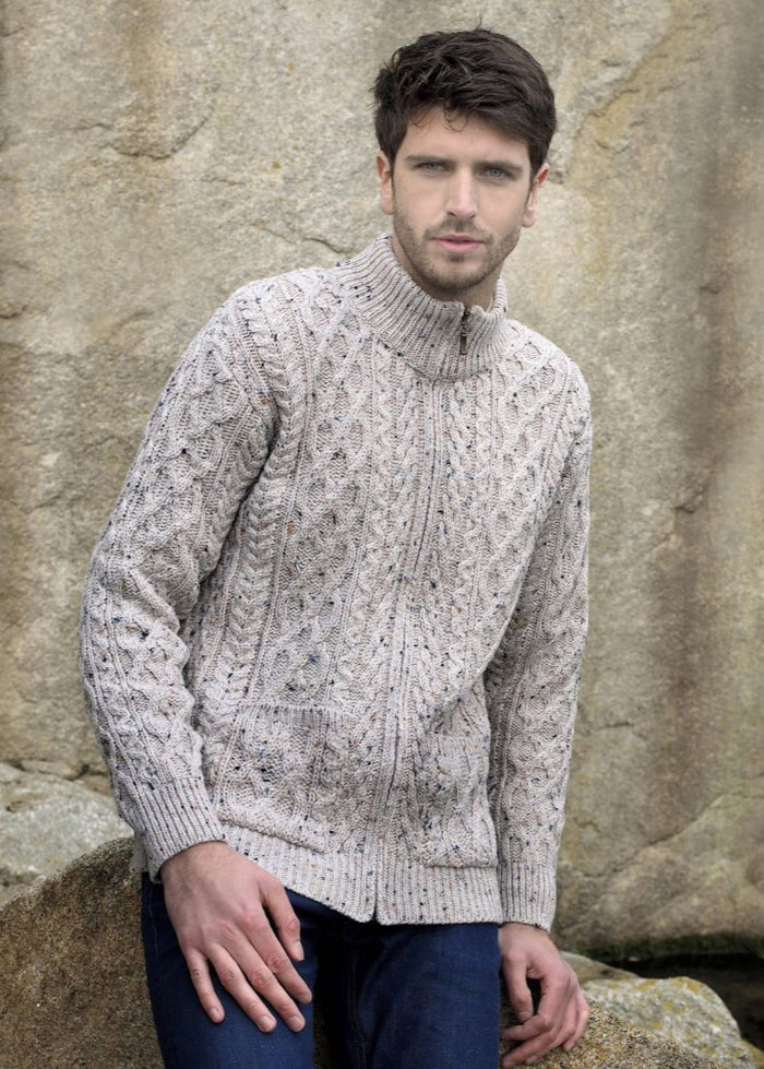 Aran Crafts Dingle Zipper Sweater | Oatmeal