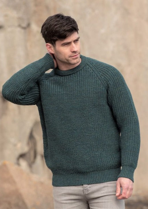 Green Fishermans Rib Crew Neck Sweater