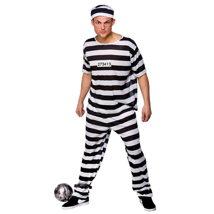 Mens Prison Break Convict Fancy Dress Halloween Costume L