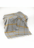 Merino Lambswool Blanket Grey Mustard Check