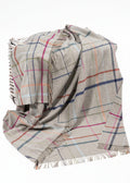 Merino Lambswool Blanket Grey with Multi Colour Window Pane