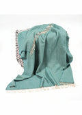 John Hanly Green Aqua Herringbone Cashmere Throw 1417