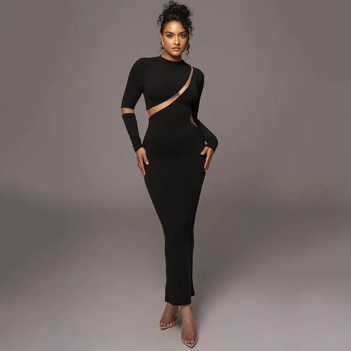 Mesh Cut Out Bodycon Dress fashionnsio