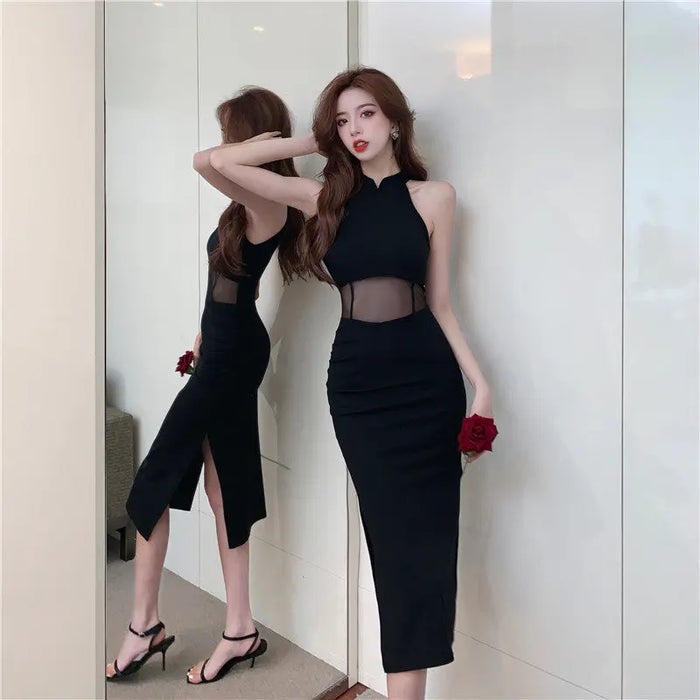 Mesh Sexy Black Dress fashionnsio