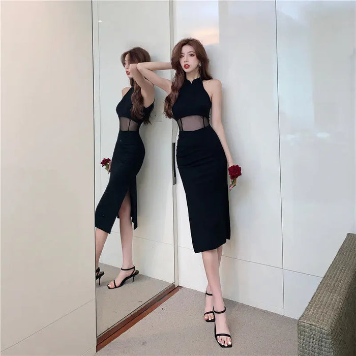 Mesh Sexy Black Dress fashionnsio