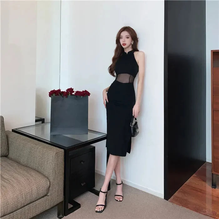 Mesh Sexy Black Dress fashionnsio