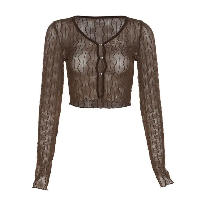 Mesh Long Sleeve Crop Cardigan/Top fashionnsio