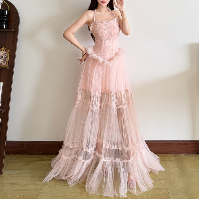 Mesh Patchwork Long Gowns fashionnsio