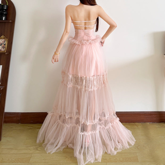 Mesh Patchwork Long Gowns fashionnsio