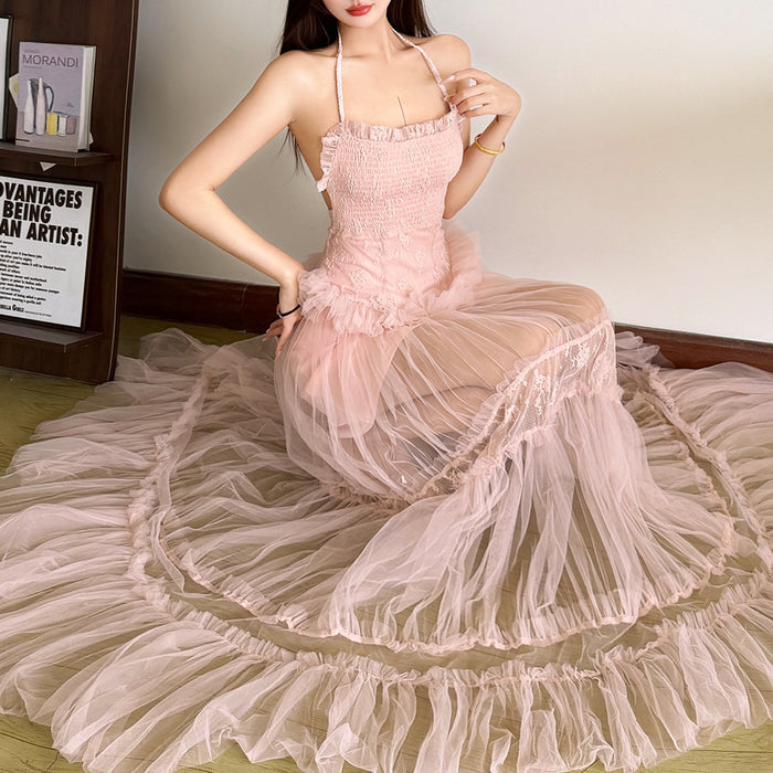 Mesh Patchwork Long Gowns fashionnsio