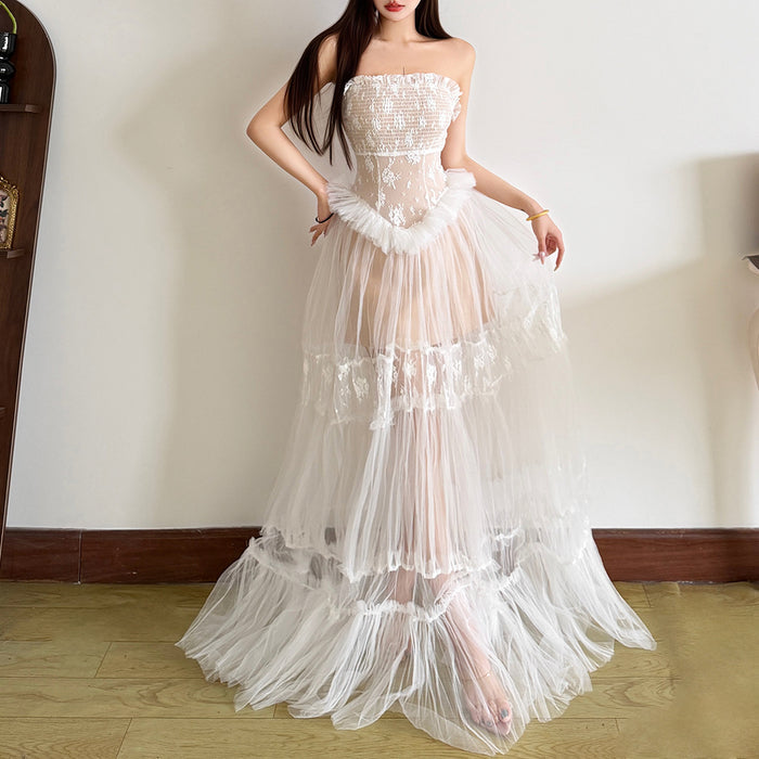 Mesh Patchwork Long Gowns fashionnsio