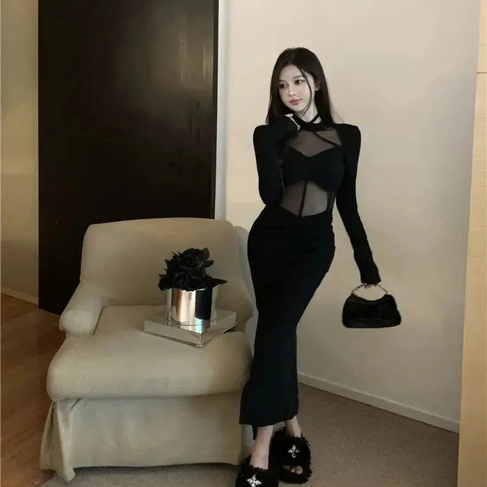 Sexy Black Mesh Dress fashionnsio