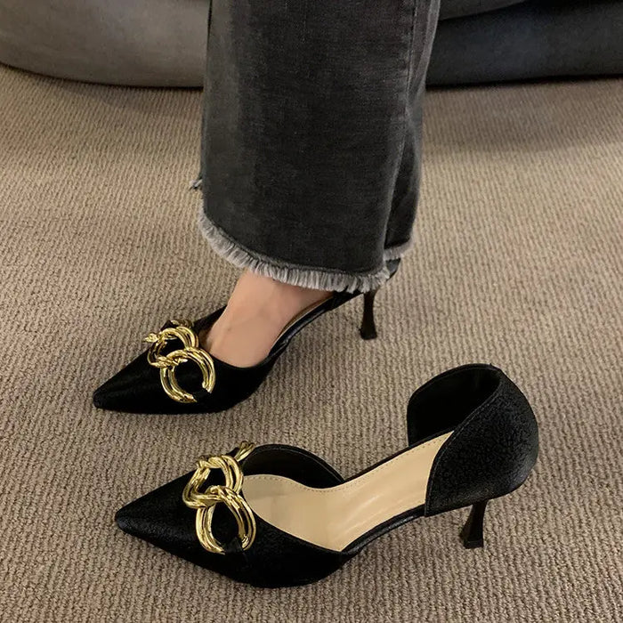 French Pointed Metal Decor heel fashionnsio