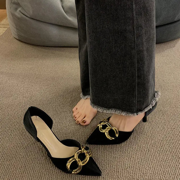French Pointed Metal Decor heel fashionnsio