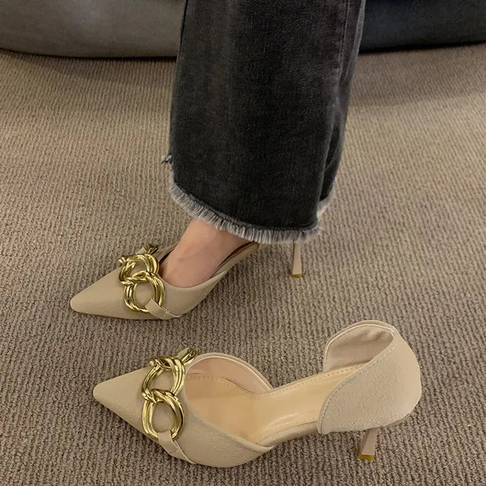 French Pointed Metal Decor heel fashionnsio