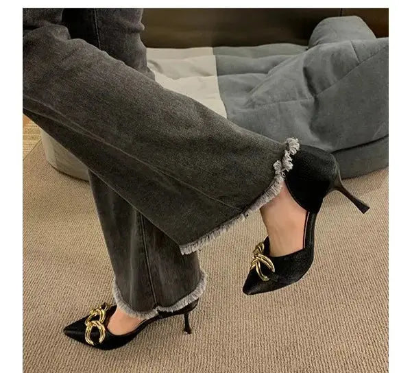 French Pointed Metal Decor heel fashionnsio