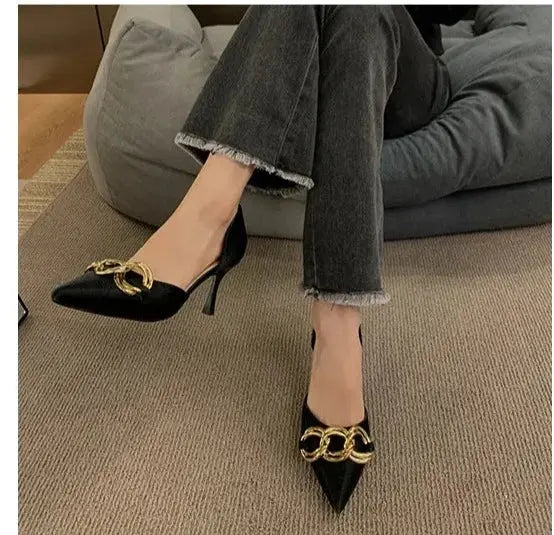 French Pointed Metal Decor heel fashionnsio