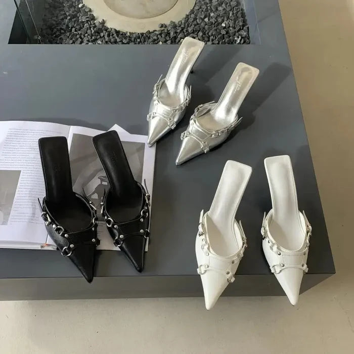 Strap Buckle Pointed Toe Heels fashionnsio