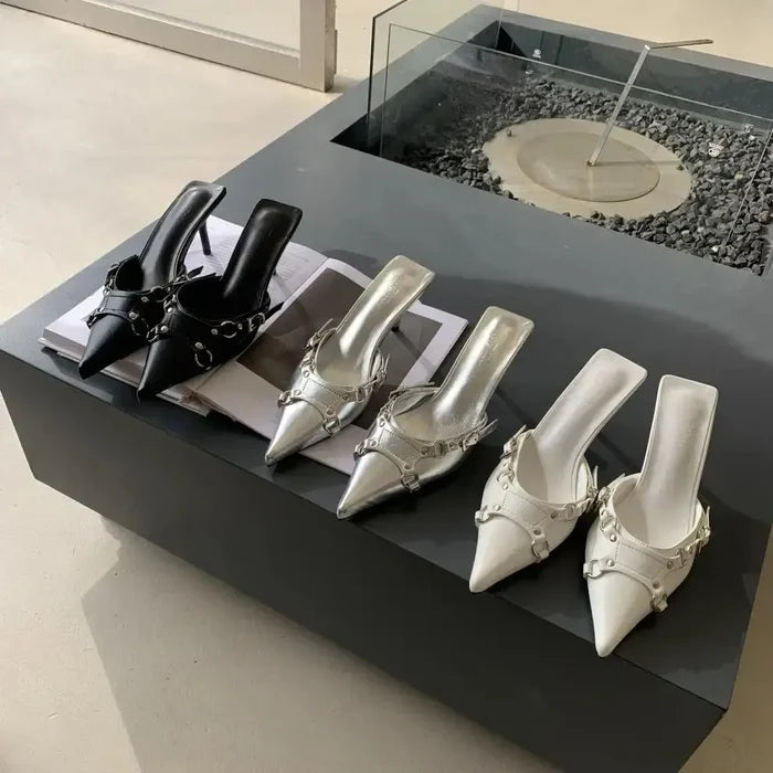 Strap Buckle Pointed Toe Heels fashionnsio