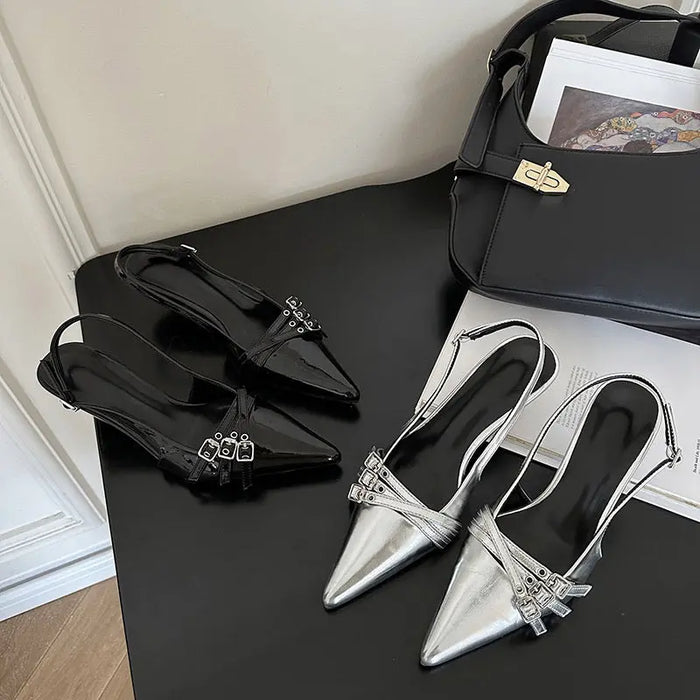 Pointed Buckle Ankle Strap Heels fashionnsio