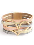 Metallic Heart Wrap Bracelet