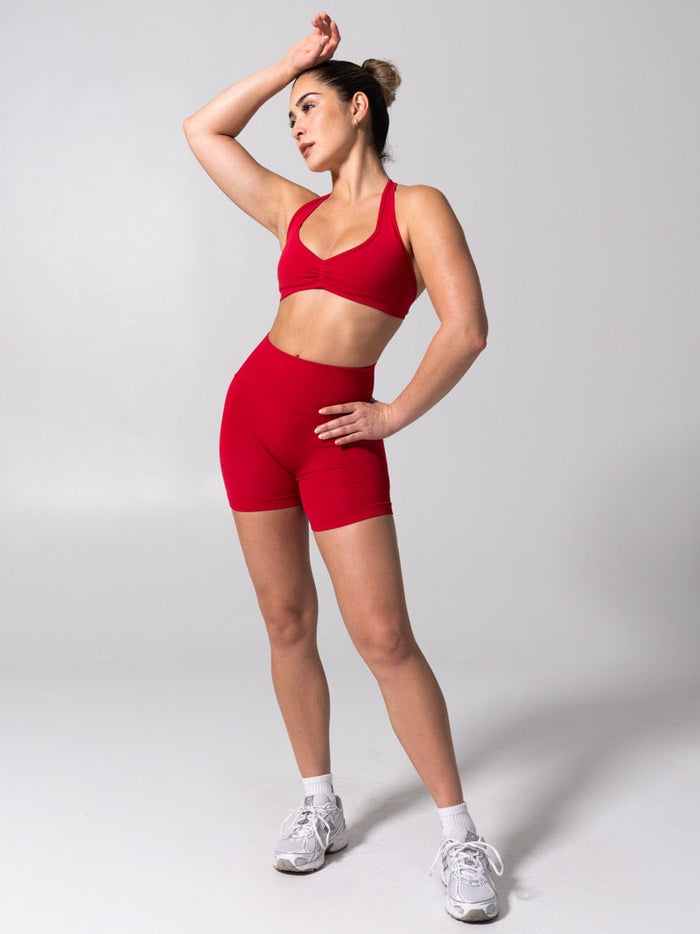 Micro Seamless Sports Bra - Heather Lipstick Red