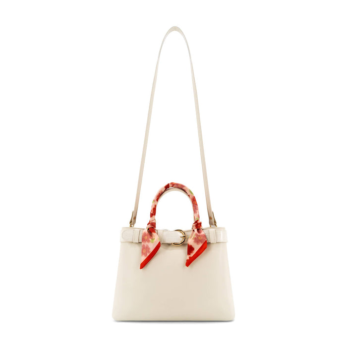 Mila Spring Scarf Mini Satchel Handbag - White