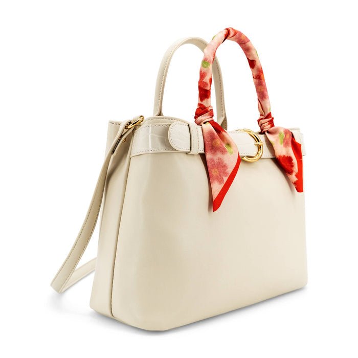 Mila Spring Scarf Mini Satchel Handbag - White