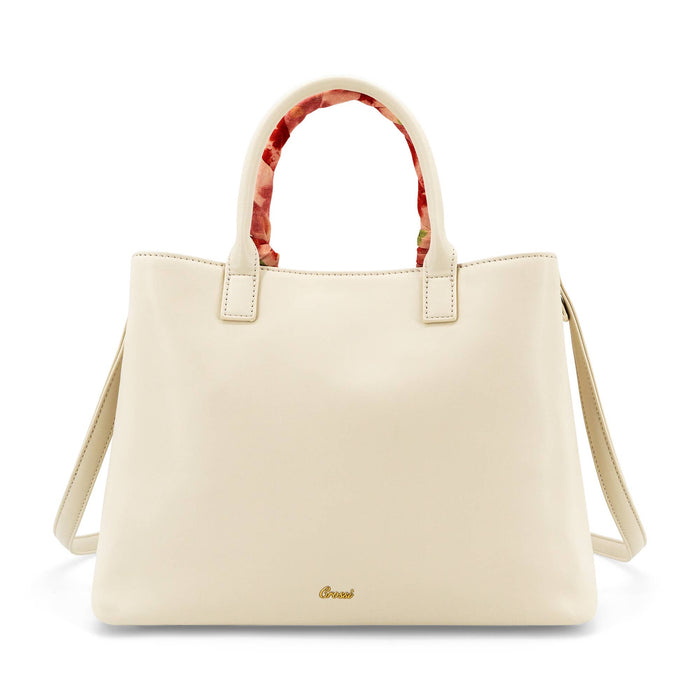 Mila Spring Scarf Mini Satchel Handbag - White