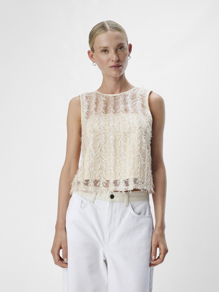 Mira Sleeveless Sequin Top (Sandshell)