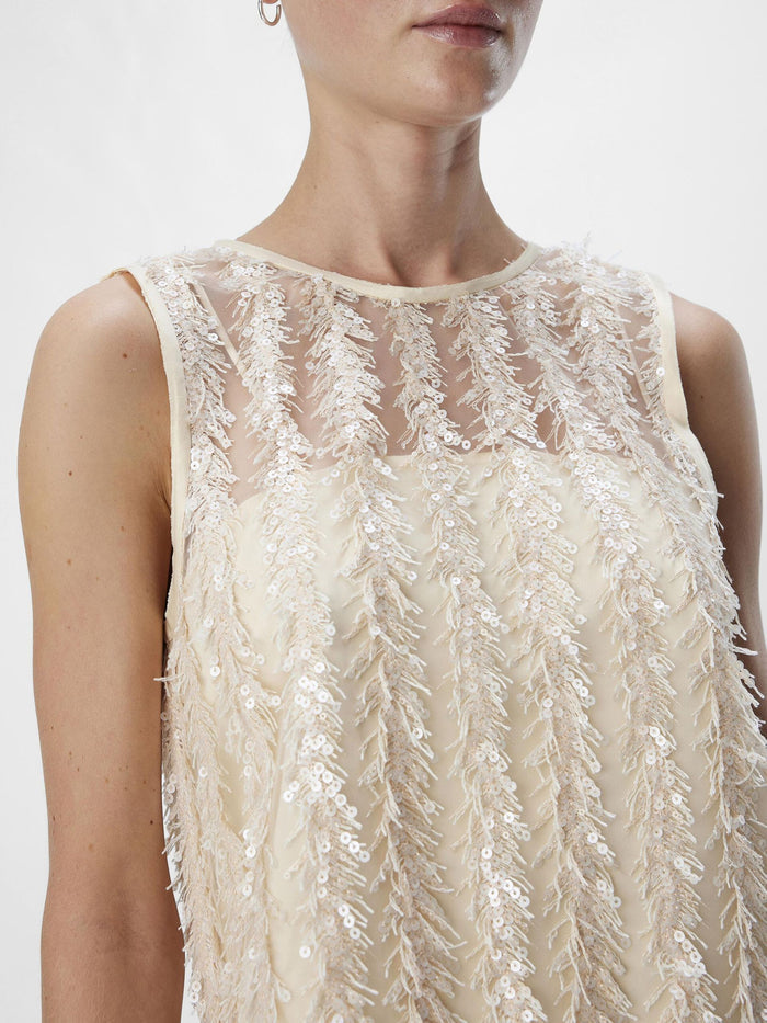 Mira Sleeveless Sequin Top (Sandshell)