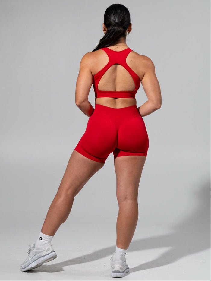 Miracle Seamless Hip Rise Short 4.5" - Heather Lipstick Red
