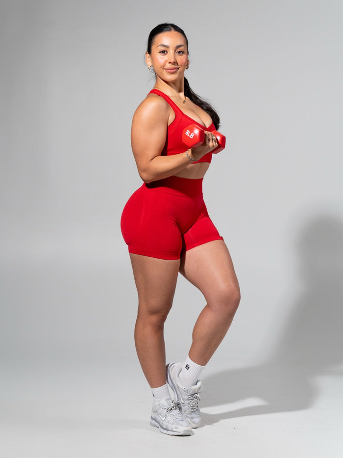 Miracle Seamless Hip Rise Short 4.5" - Heather Lipstick Red