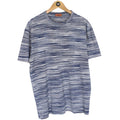 Missoni Navy Blue and White Striped Short Sleeve Cotton T-Shirt