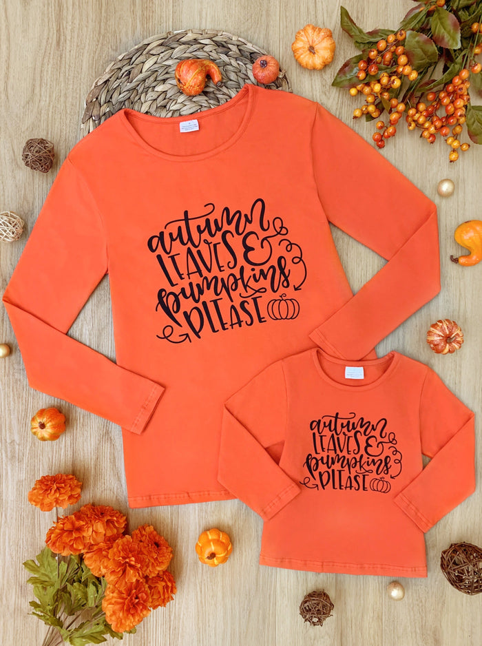 Mommy and Me Matching Tops | Autumn & Pumpkins Long Sleeve Tops