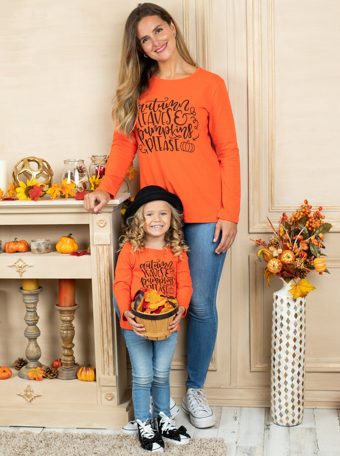 Mommy and Me Matching Tops | Autumn & Pumpkins Long Sleeve Tops