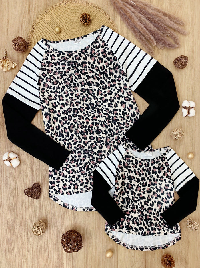 Mommy and Me Matching Tops | Leopard Print Colorblock Tops | Girls Clothes