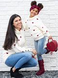 Mommy & Me Sweaters | Heart Print Turtleneck Sweater | Mia Belle Girls