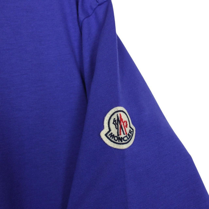 Moncler Blue and White Back Logo Print Short Sleeve Cotton T-Shirt