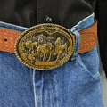 Montana Silversmiths Pack Horses and Rider Two Tone Attitude Belt Buckle
