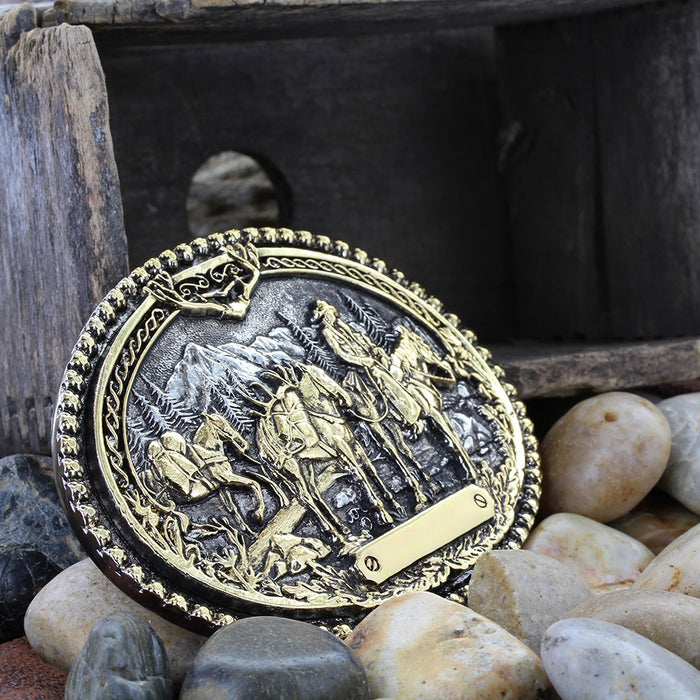 Montana Silversmiths Pack Horses and Rider Two Tone Attitude Belt Buckle